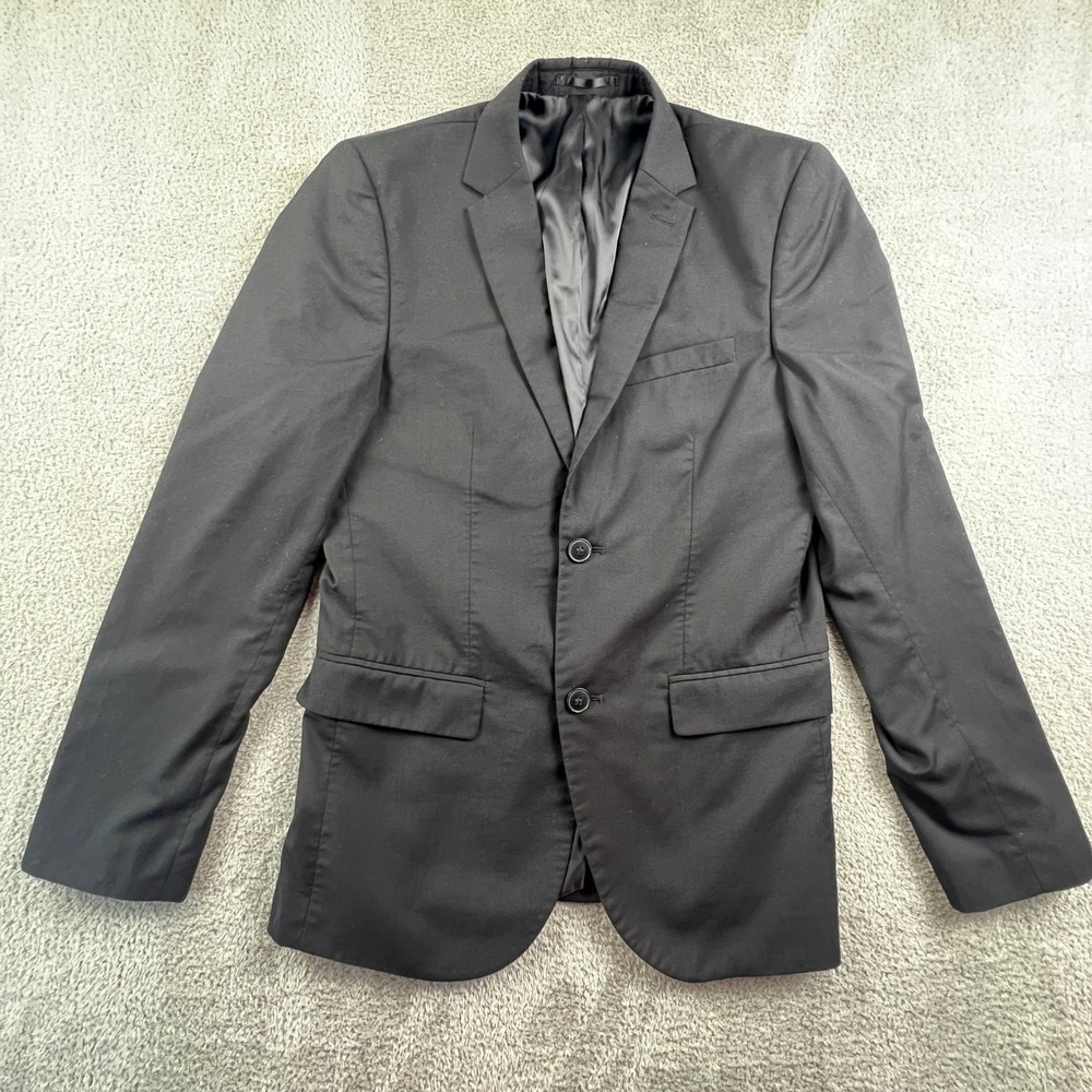 H & M Mens Regular‎ Fit Blazer Men's 34R Jacket Black Single Breasted 2 Button